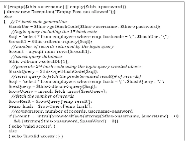 Fig. 4. Code segment for validation. 