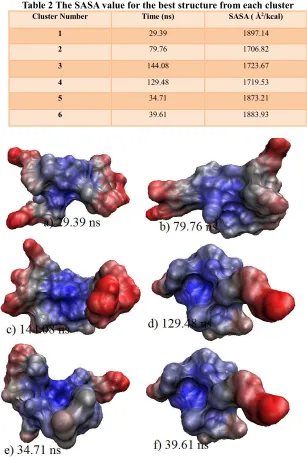 Table 2 The SASA value for the best structure from each cluster 