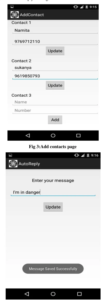 Fig. 4:Auto reply message page 