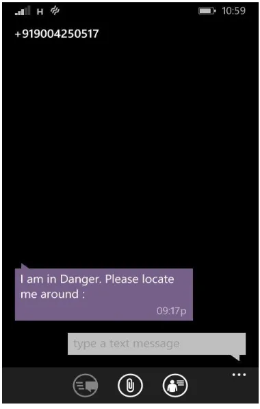 Fig. 5: Message sent to registered contact  