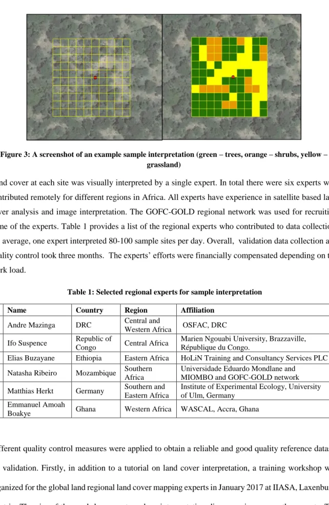 Figure 3: A screenshot of an example sample interpretation (green – trees, orange – shrubs, yellow – 215 