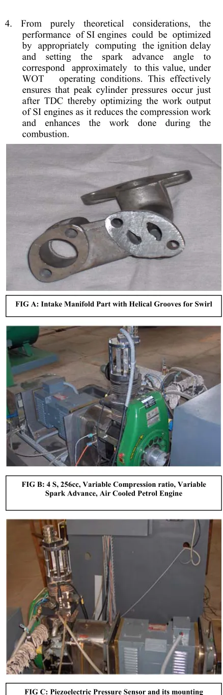 FIG C: Piezoelectric Pressure Sensor and its mounting 