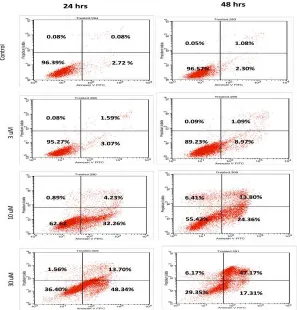 Fig 3. Representative histogram analysis of the annexin V-FITC in flow cytometry assay in MDA-MD-