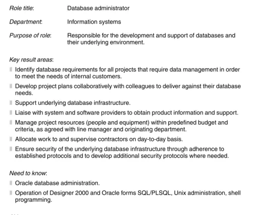 Figure 4.1 A role profile