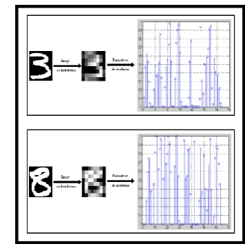 Fig. 5. The digits three and eight and their distribution sequences.   