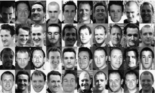 Figure	 1.11	 Example	 of	 the	 card-sorting	 scenario.	 Figure	 shows	 20	 images	 of	 two	 different	 identities.	