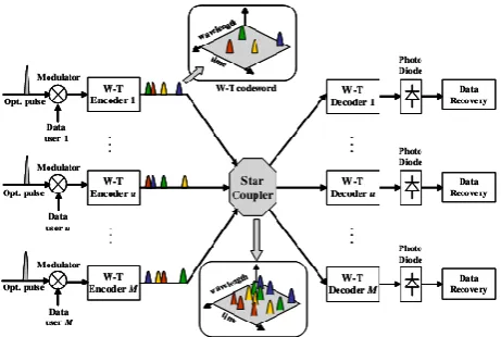 Fig. 1. Typical diagram of wavelength/ time OCDMA network.  
