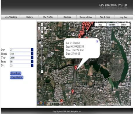 Fig. 6 Snapshot of the webpage which shows the live positionof the tracking device by using Google map 