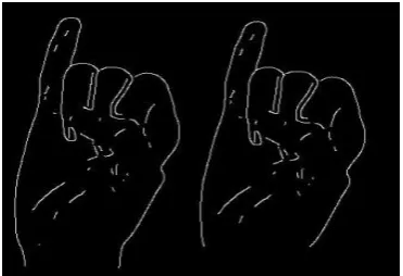 Figure 3: Edge-Detected Image of a Hand Gesture Before and After Clipping.  