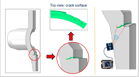Figure 5. Design areas and possible crack positions (XFEM analysis, ABAQUS) 