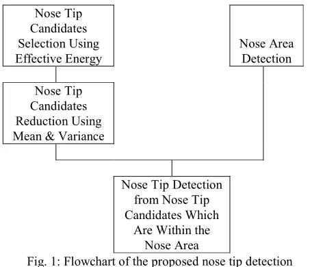 Fig. 1: Flowchart of the proposed nose tip detection 