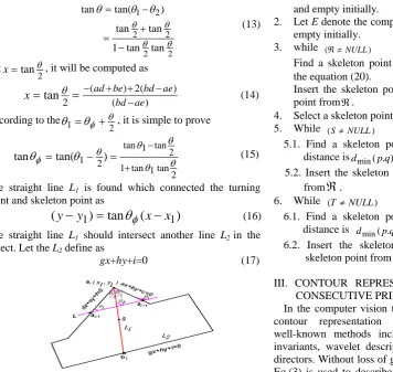 Fig. 4. A skeleton point  s is grown using the turning point ai. 
