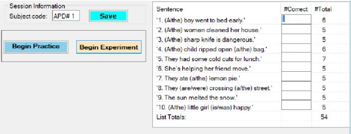 Figure  3-7:  Graphical  user  interface  (GUI)  for  collecting  speech  intelligibility  scores  from  participants