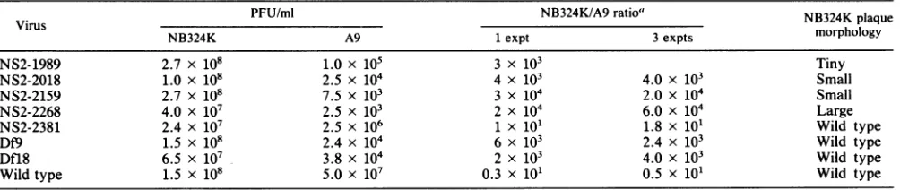 TABLE 2. Relative viral DNA replicationa 48 h followingtransfection of NS2 mutant plasmids in various cell lines