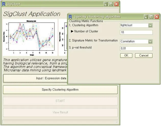 Figure 3.9: SigClust application interface.