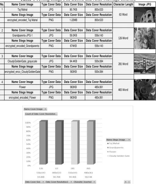 Figure 6 Graphic of Testing image file before and after message inserted 