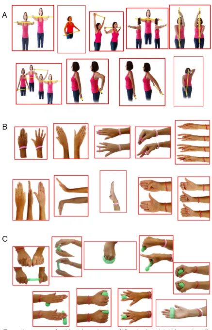 Figure 1 The exercise programme of participants in exercise group. (A) Strengthening and stretching exercises with a stick