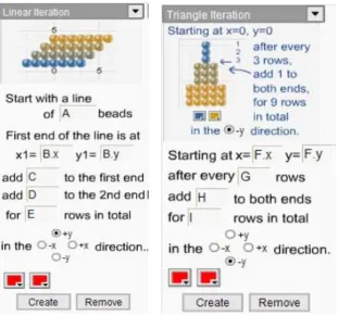 Figure 7. Linear and triangle iteration in the Virtual Bead Loom 