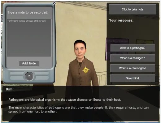 Figure 3.1: CRYSTAL ISLAND interactive narrative. 