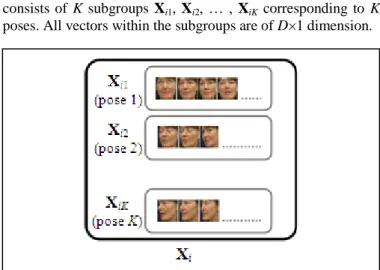 Figure  1  illustrates  the  group  X i   of  an  individual  i  which  consists  of  K  subgroups  X i1 ,  X i2 ,  …  ,  X iK   corresponding  to  K  poses