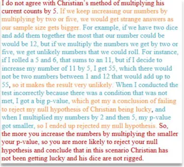 Figure 3.1 Example color coding scheme to aid in writing assignment analysis 