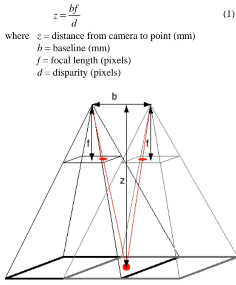 Figure 2. Camera configuration on robot. The 2D distance is measured with  respect to a plane parallel to the camera lenses