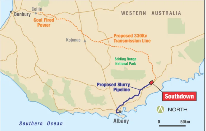 Figure 1: Map showing the Southdown Project 