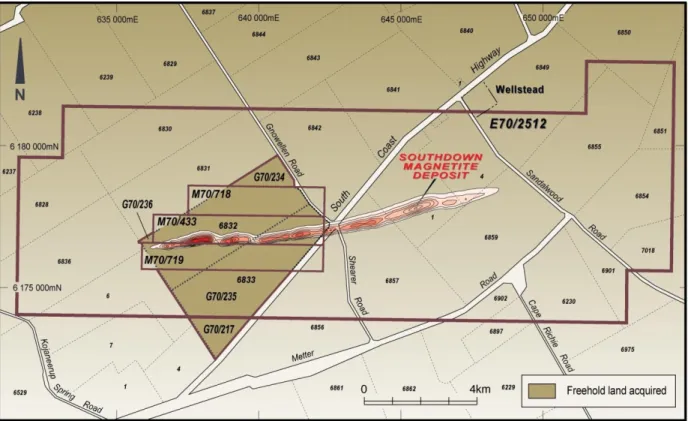 Figure 2: Southdown Orebody Location (Plan View): Western and Eastern  Leases 