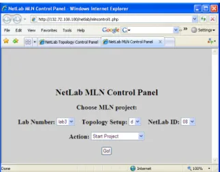 Figure 9: Web interface for managing MLN projects.