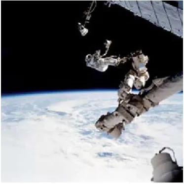 Figure 2: Astronaut David Wolf performing an extravehicular activity (EVA) outside the ISS (Credit: NASA).