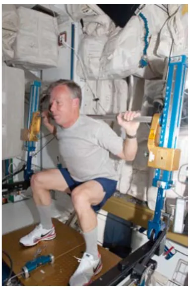 Figure 5: NASA Astronaut Steve Lindsey using the advanced Resistive Exercise Device (aRED), providing high loads to weight-bearing bones (Credit: NASA)