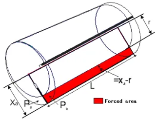 Figure 4 Schematic diagram of the forced area on a vane 