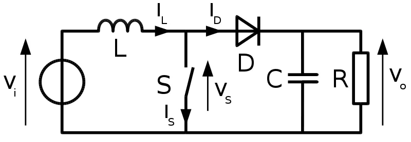 Figure 3.1: Boost converter schematic[5]