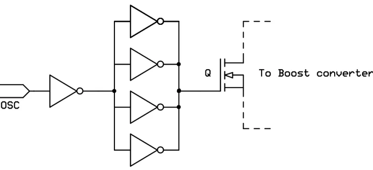 Figure 3.4: Gate driver using M14049 inverting buﬀers