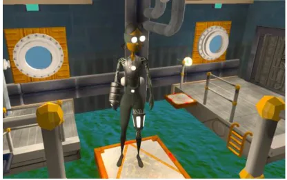 Figure 5-1. Screenshot of the Tri-Level Room from Level 1 (Later chapters will discuss this room in more detail.) 