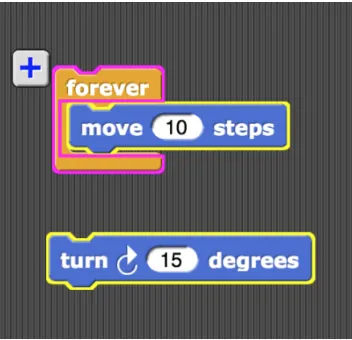 Figure 2.6 An example of hint suggestion in iSnap. When a student requests help, the magenta highlightedblock needs to be removed, and the yellow highlighted blocks are not in the correct position and need tobe moved.