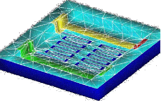 Fig 4.5 Meshed 3-D model in MEMCAD 