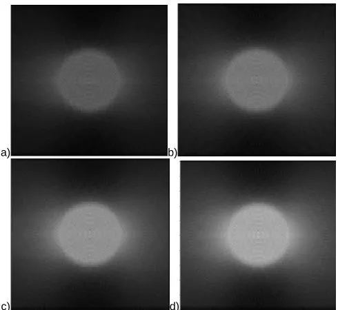Figure 4  Reconstructed images; (a)36, (b)48, (c)60, (d)72 projections number  