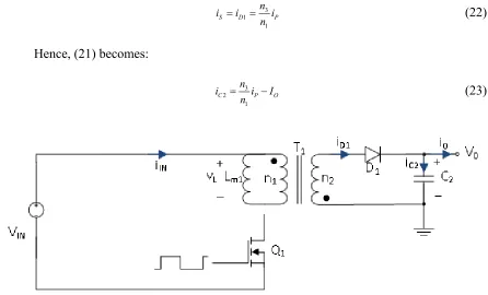 Figure 2.5(b): BCM flyback basic configuration during tOFF1. 