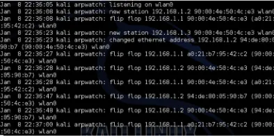 Fig. 15. Arpwatch Detecting ARP Spoof 