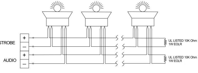 Figure 3-5 Wiring Diagram for Combination Audio/Visual Notification  