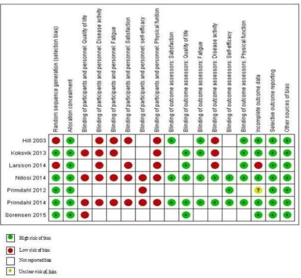Figure 2 Risk of bias for each reported outcome across the included studies.