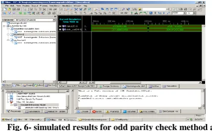 Fig. 6- simulated results for odd parity check method at  source section. 