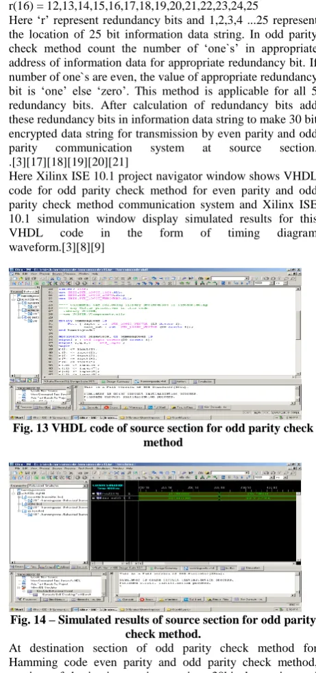 Fig. 14 – Simulated results of source section for odd parity  check method. 