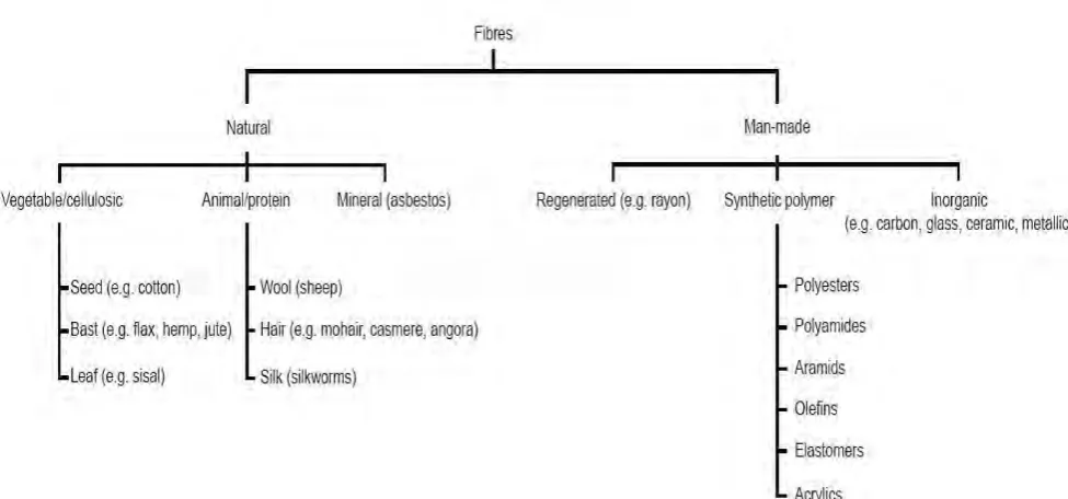 Figure 2.3: Types of textile fibres (Sinclair, 2015) 