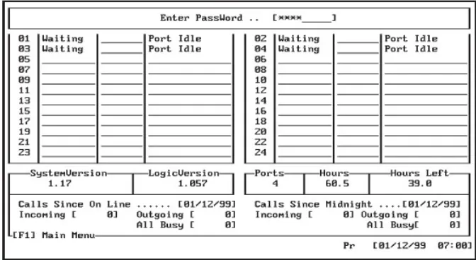 Figure 3-2   Main Status Screen-Password Entry