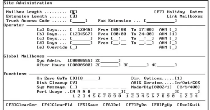 Figure 3-3   Site Administration Screen