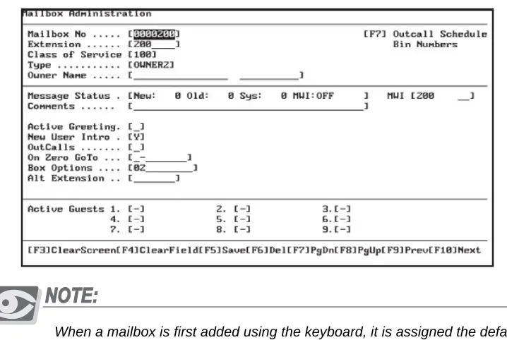 Figure 4-1   Mailbox Administration Screen