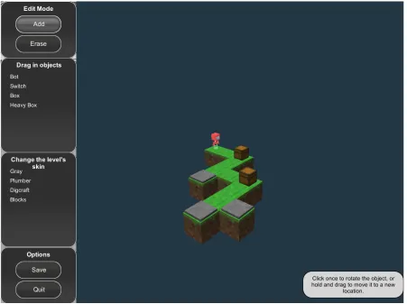 Figure 3.4 The basic level editor interface in BOTS, featuring one of the available skins
