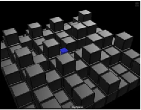 Figure 4.5 Puzzle with an obvious but tedious best solution. The robot (off screen) should move each blockto the closest target (as shown with the green arrows) then stand on the target in the top right